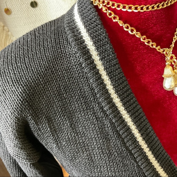 Vintage 80s Betty Blue Button Down Cardigan Black White Sweater Size S Hong Kong - Picture 5 of 10